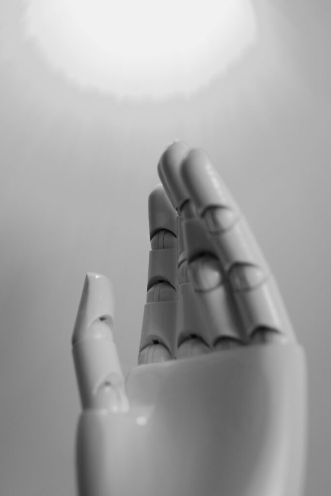 Robot gripping object, Android hand